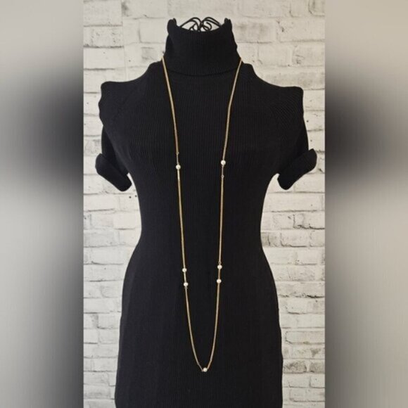 Vintage Gold Tone Faux Pearl Long Layering Necklace – Single or Double Strand - Picture 6 of 6